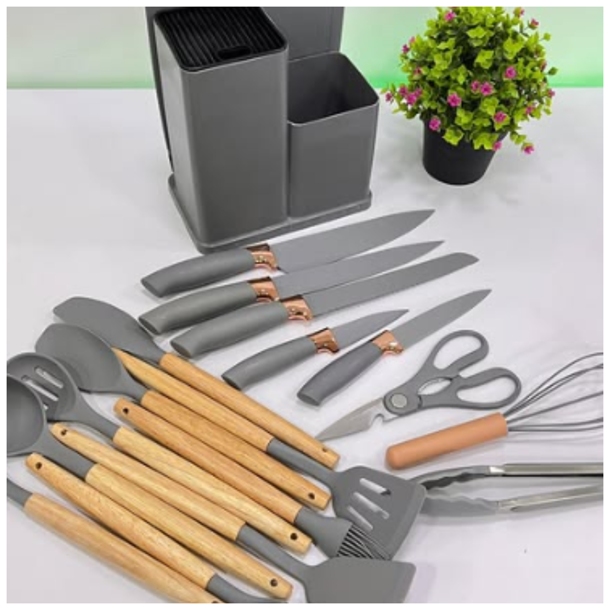 Juego Utensilios 19 Piezas Silicona Antiadherente de Cocina