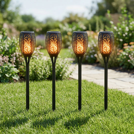 Pack 4 Antorchas Solares para Jardín Grandes LED 50cm