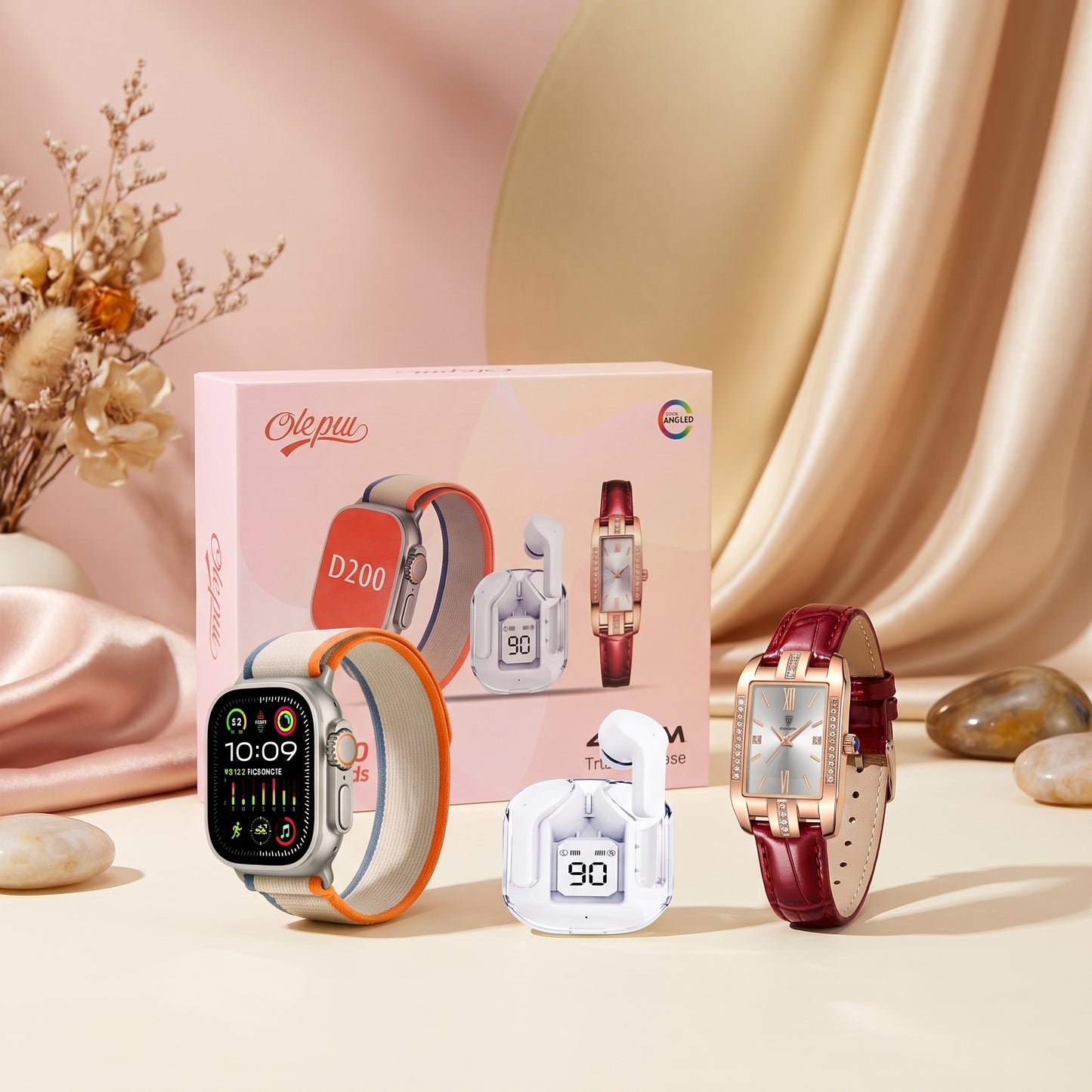 Kit SmartWatch + Reloj Analógico + Audífonos Inalámbricos