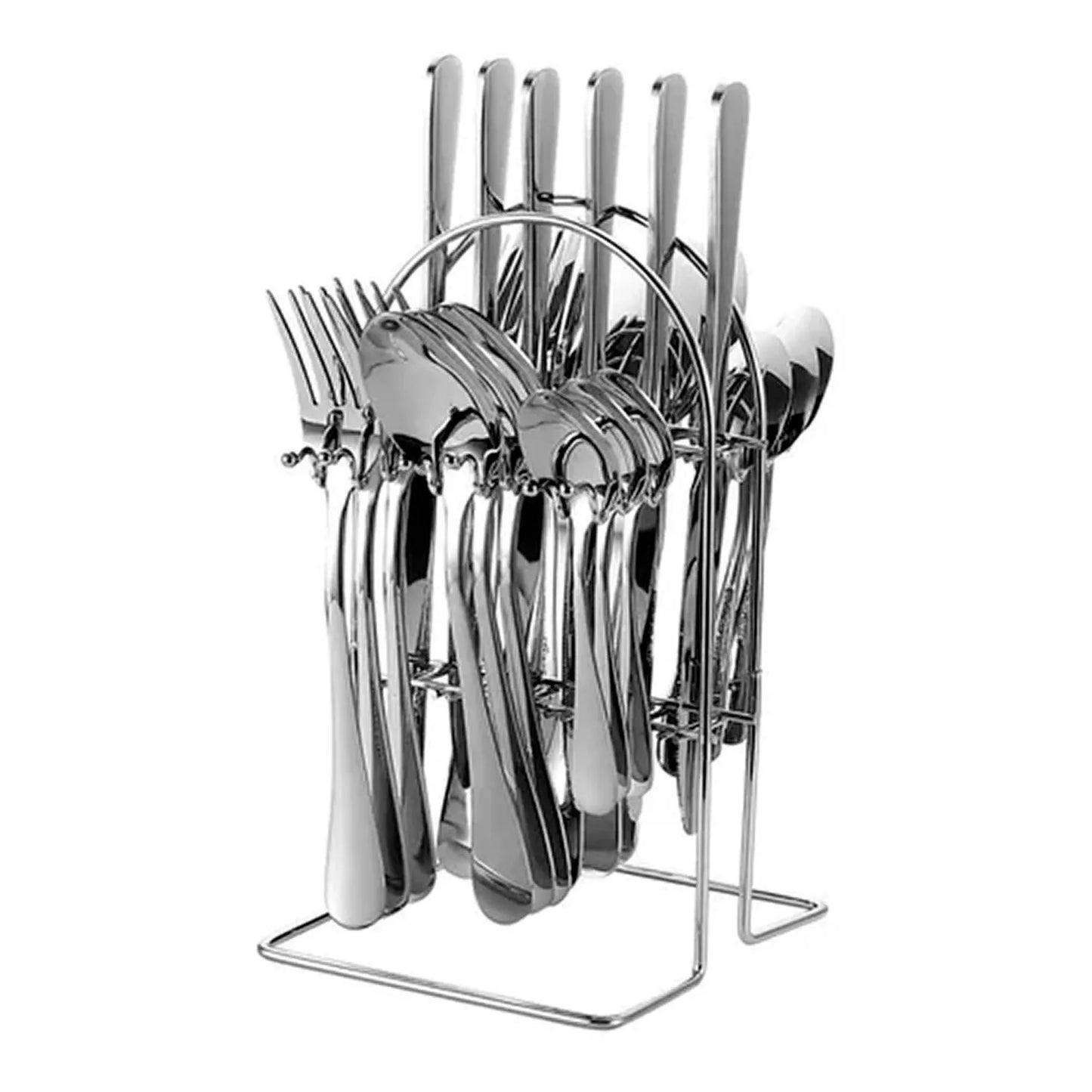 Juego De Cubiertos 24 Piezas Acero Inoxidable Plateado