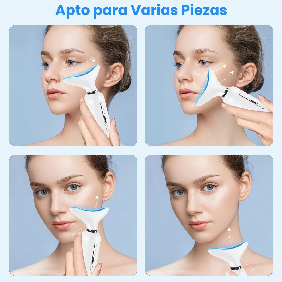 Kit Masajeador Cuello y Cara Antiedad LED + Serum Vitamin C