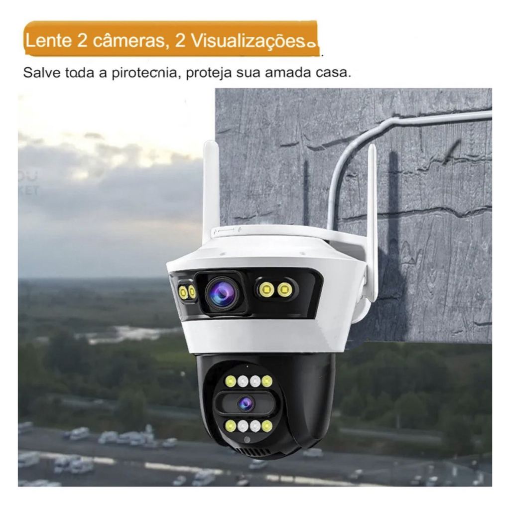 Cámara de Seguridad IP WIFI 5G con Doble Lente Rotación 355 Grados