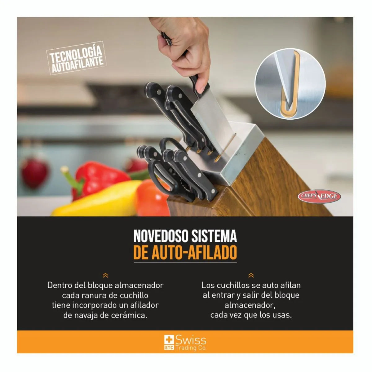 Chef’s Edge Set 10 piezas Bloque Afilador Acero Inoxidable