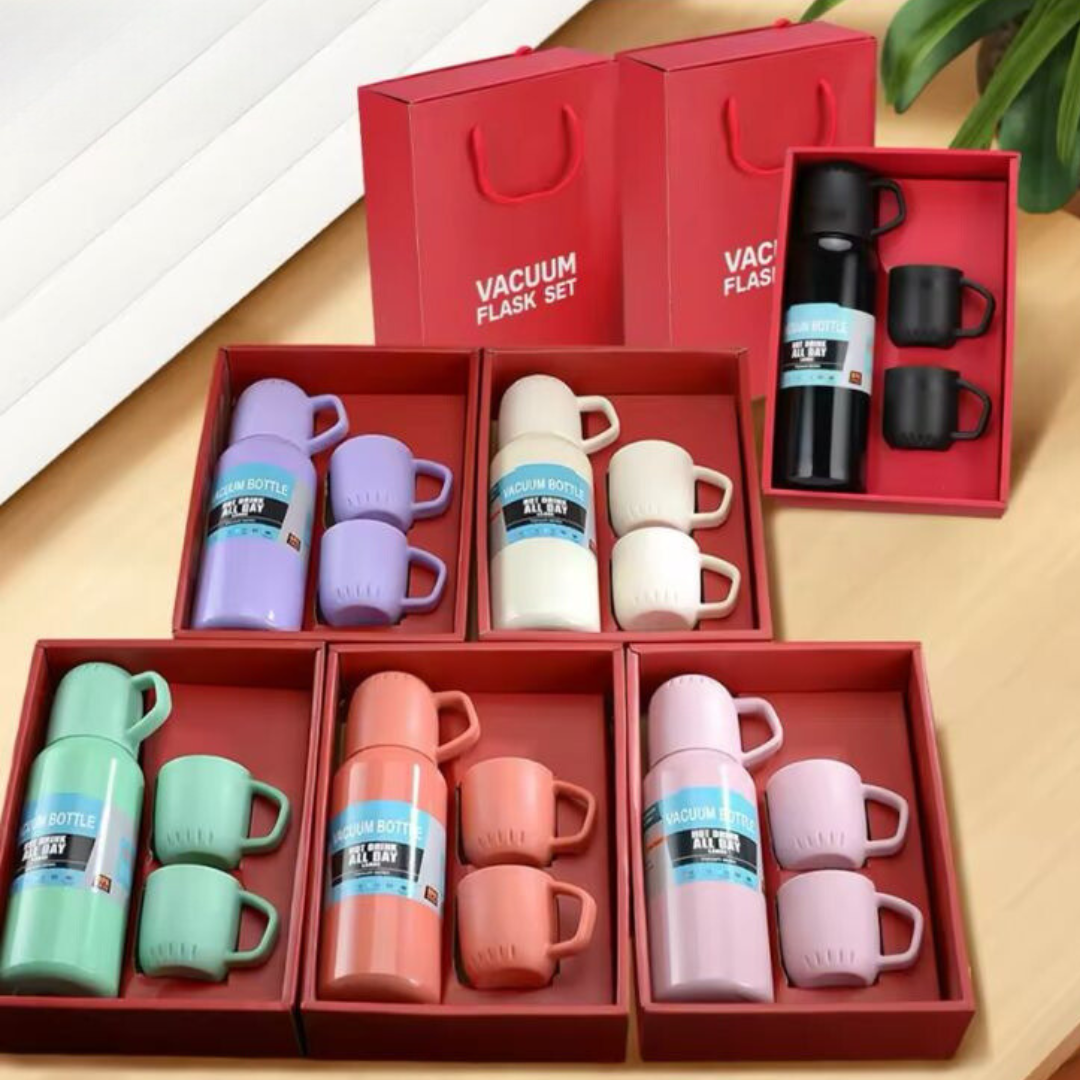 Termo Térmico Acero Inoxidable con 3 Tazas