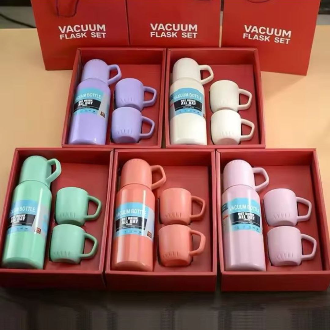Termo Térmico Acero Inoxidable con 3 Tazas
