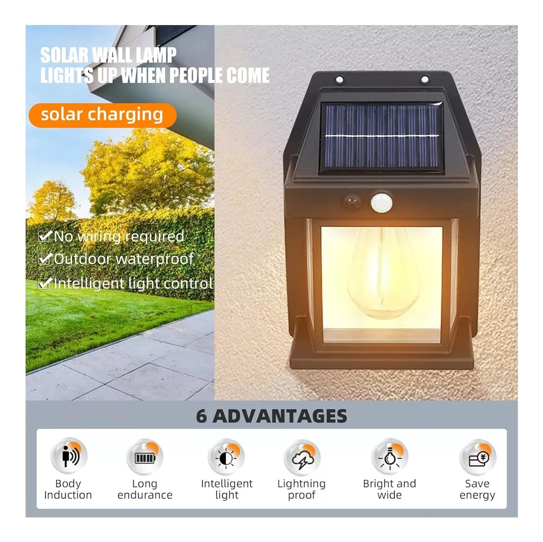 Farol Solar de Pared Sensor Movimiento
