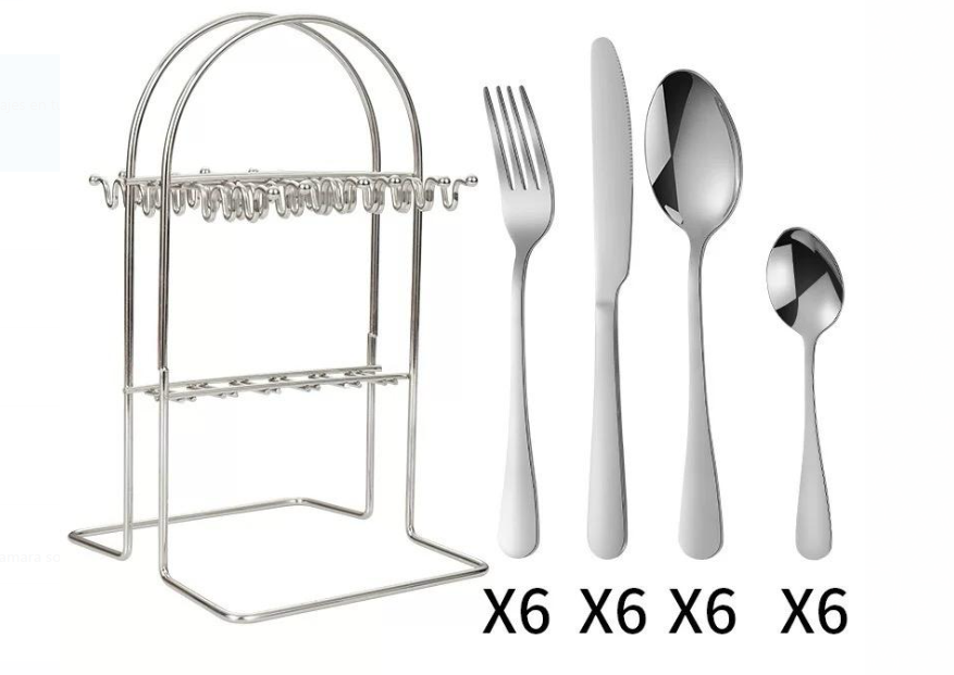 Juego De Cubiertos 24 Piezas Acero Inoxidable Plateado