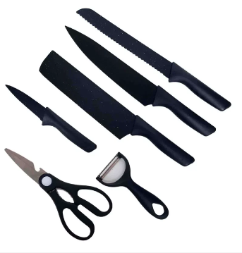Set de Cuchillos Cocina Negro Kitchen 6 Piezas