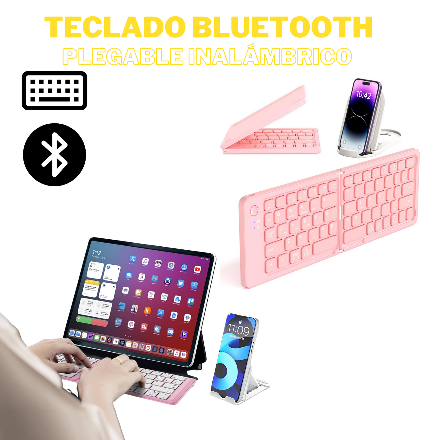 Teclado Bluetooth Plegable Inalámbrico