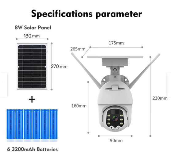 Cámara Seguridad con Panel Solar Inalámbrica Wifi IP66