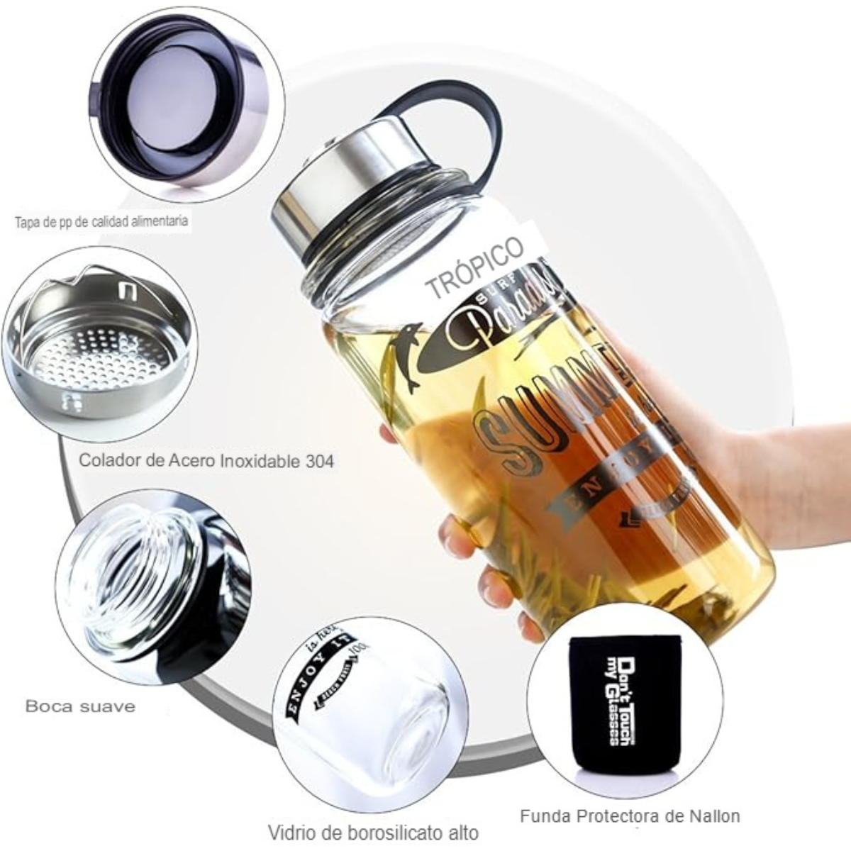 Termo Tapa De Acero Vidrio 1000ml