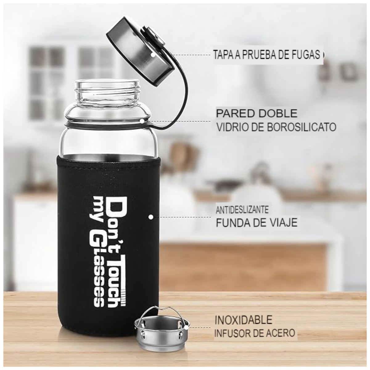 Termo Tapa De Acero Vidrio 1000ml