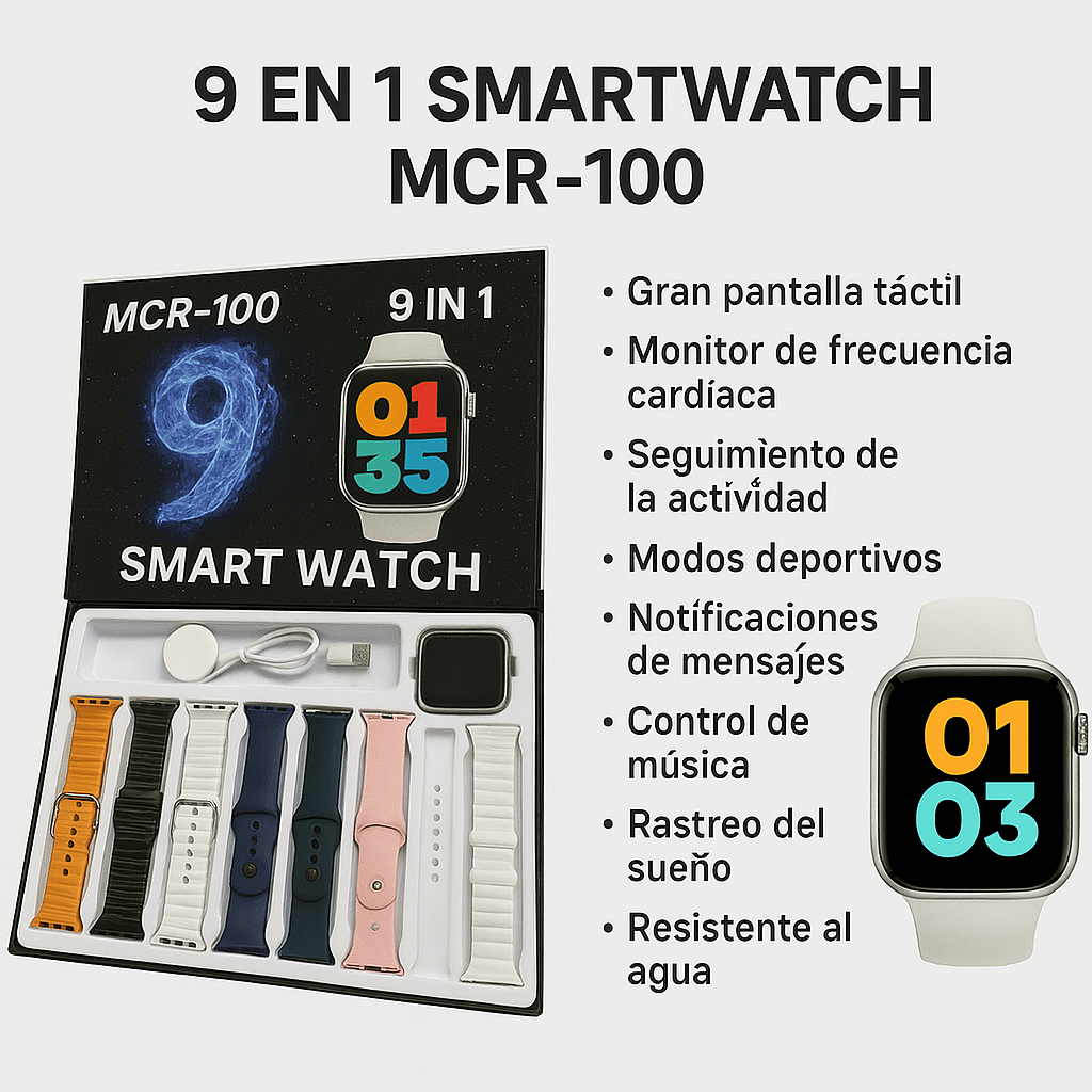 Reloj Inteligente 9 en 1 MCR-100 8 Correas