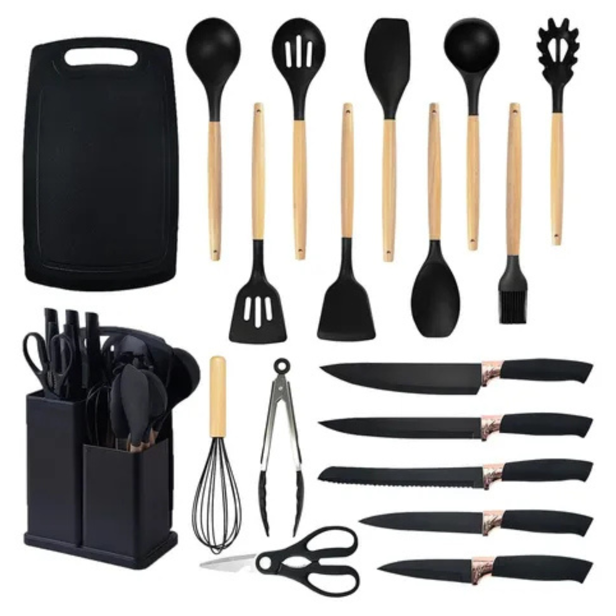 Juego Utensilios 19 Piezas Silicona Antiadherente de Cocina