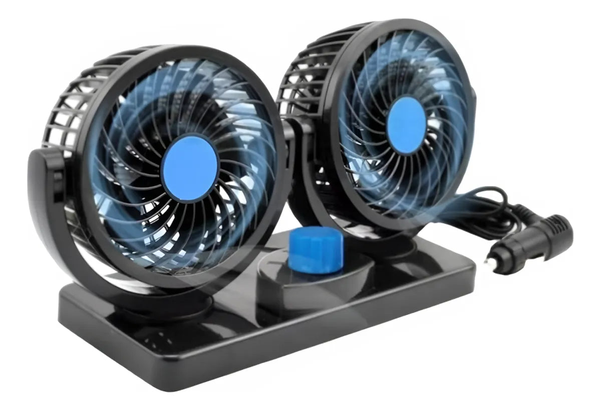 Ventilador Doble Automóvil 12v Accesorio Vehículo 360°