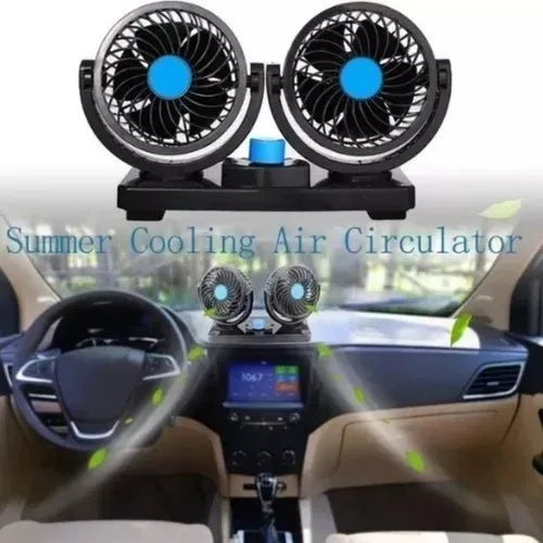Ventilador Doble Automóvil 12v Accesorio Vehículo 360°
