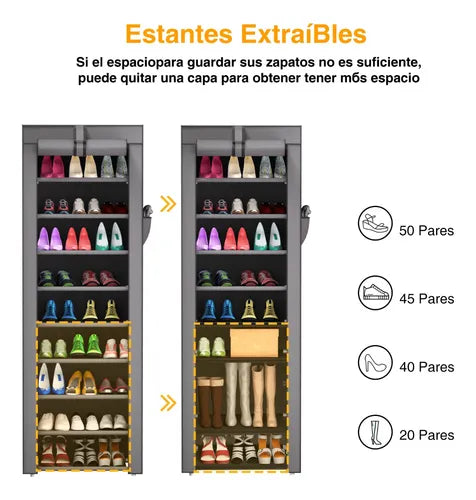Zapatera Armable Organizador Vertical 10 Niveles