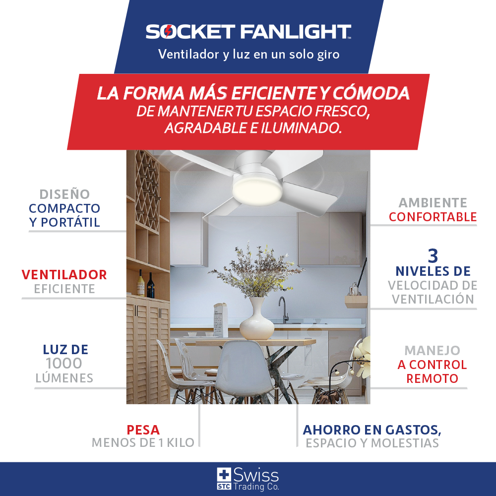 Lampara Con Ventilador De Techo Socket Fan Light