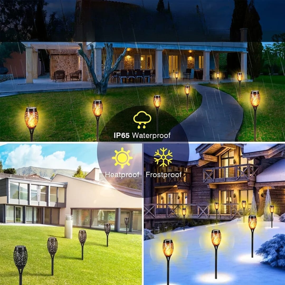 Pack 4 Antorchas Solares para Jardín Grandes LED 50cm