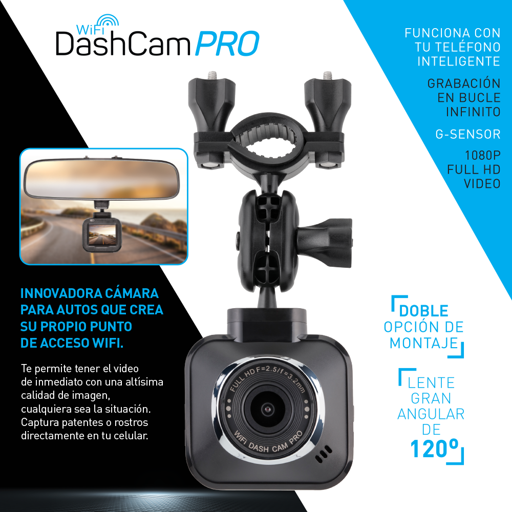 Wifi Dash Cam Pro Cámara de Grabación para Vehículos 1 Und.