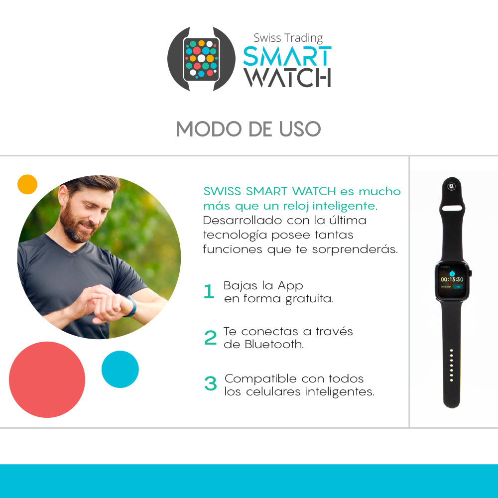 Pack Swiss Trading Smart Watch Reloj + Santana Rumba Auriculares Bluetooth 5.1