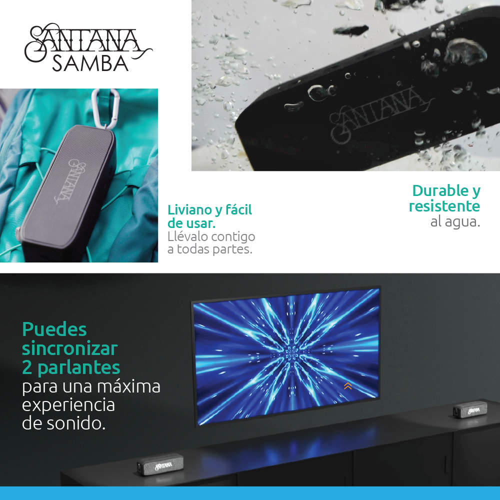 Pack Santana Rio Auriculares + Parlante Bluetooth 5.1
