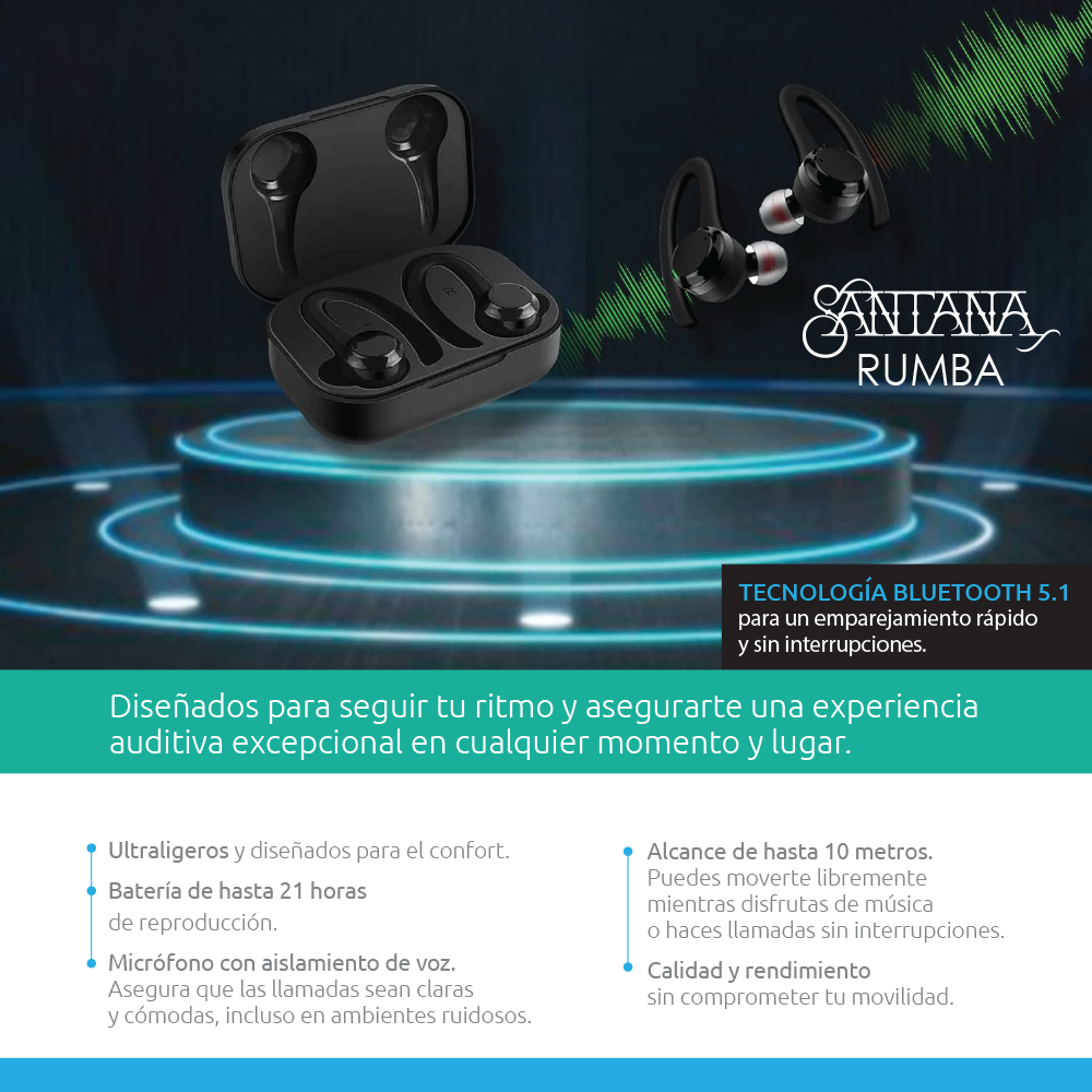 Pack Swiss Trading Smart Watch Reloj + Santana Rumba Auriculares Bluetooth 5.1