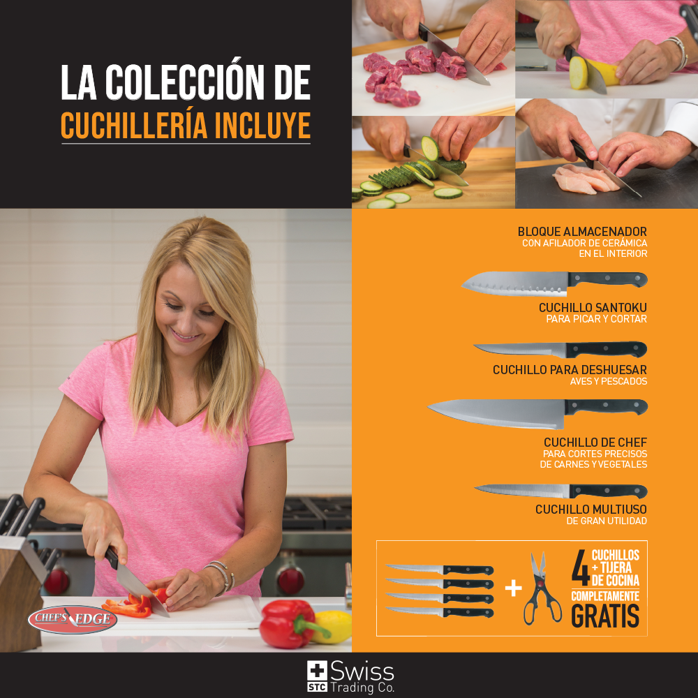 Chef’s Edge Set 10 piezas Bloque Afilador Acero Inoxidable