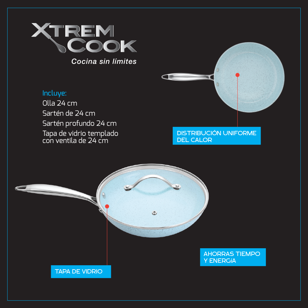 Xtrem Cook Set de Sartenes con 4 Piezas