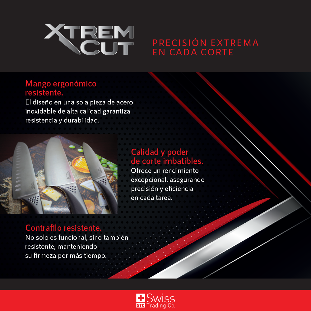 Xtrem Cut Set de 3 Cuchillos Acero c/Mango Ergonómico
