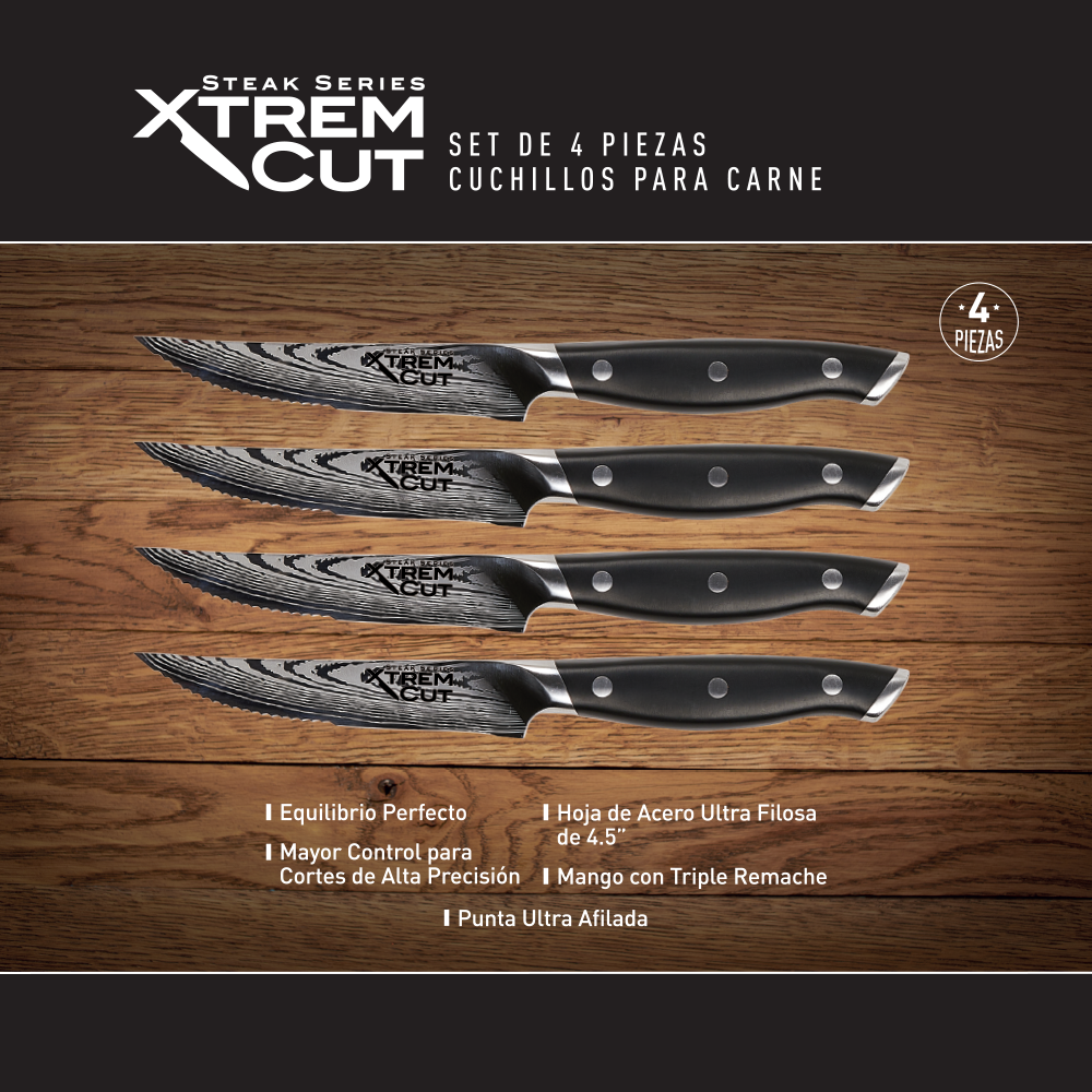 Xtrem Cut Steak Series Set 4 Cuchillos p/Carne