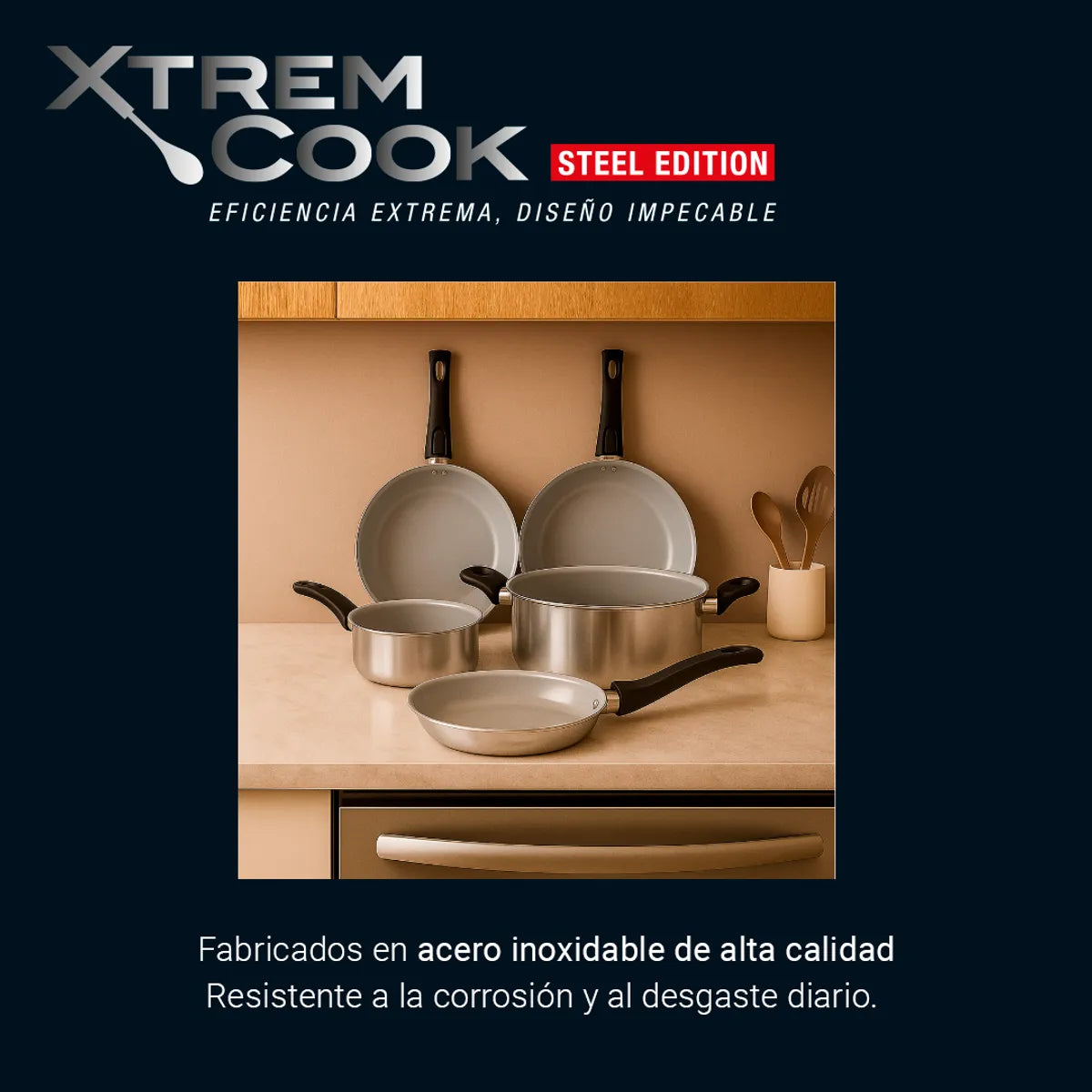 Xtrem Cook Steel Set de Sartenes y Ollas con 6 Piezas