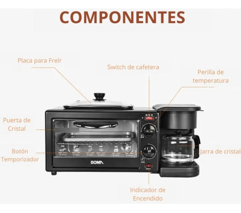 Horno Eléctrico 3 En 1 Cafetera Tostador Horno