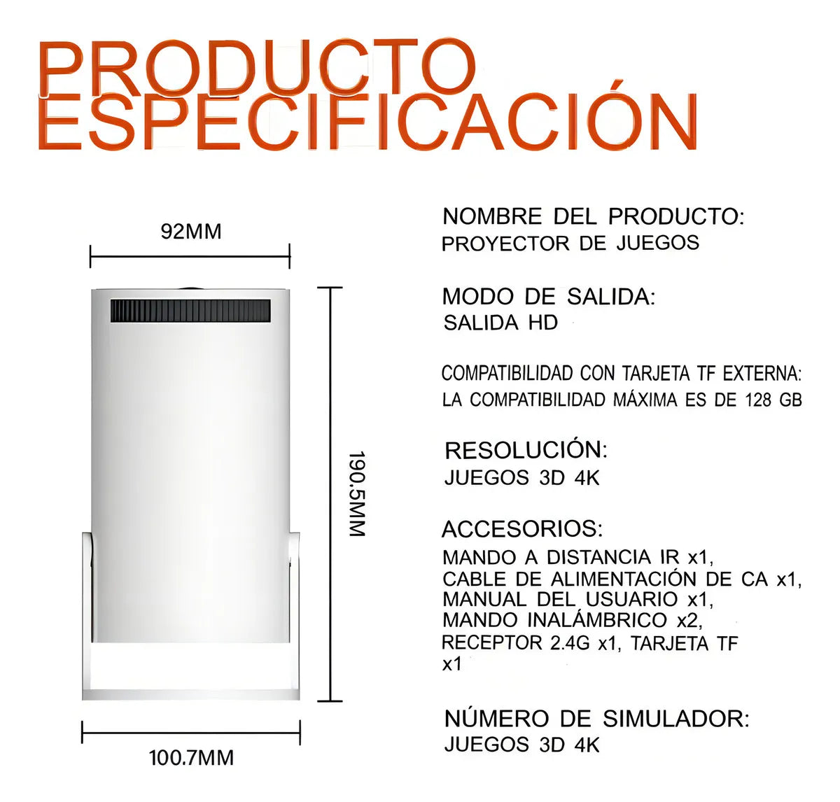 Mini Proyector 2 en 1 Wifi BT Controles