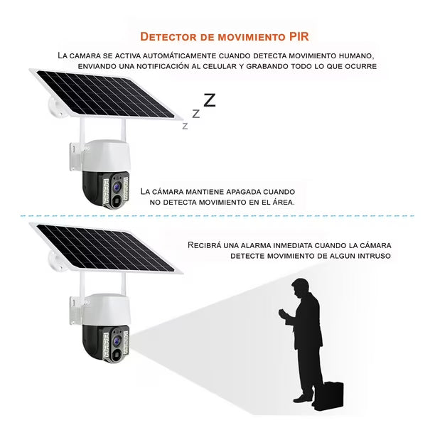Cámara Solar PTZ WiFi 2K Nocturna