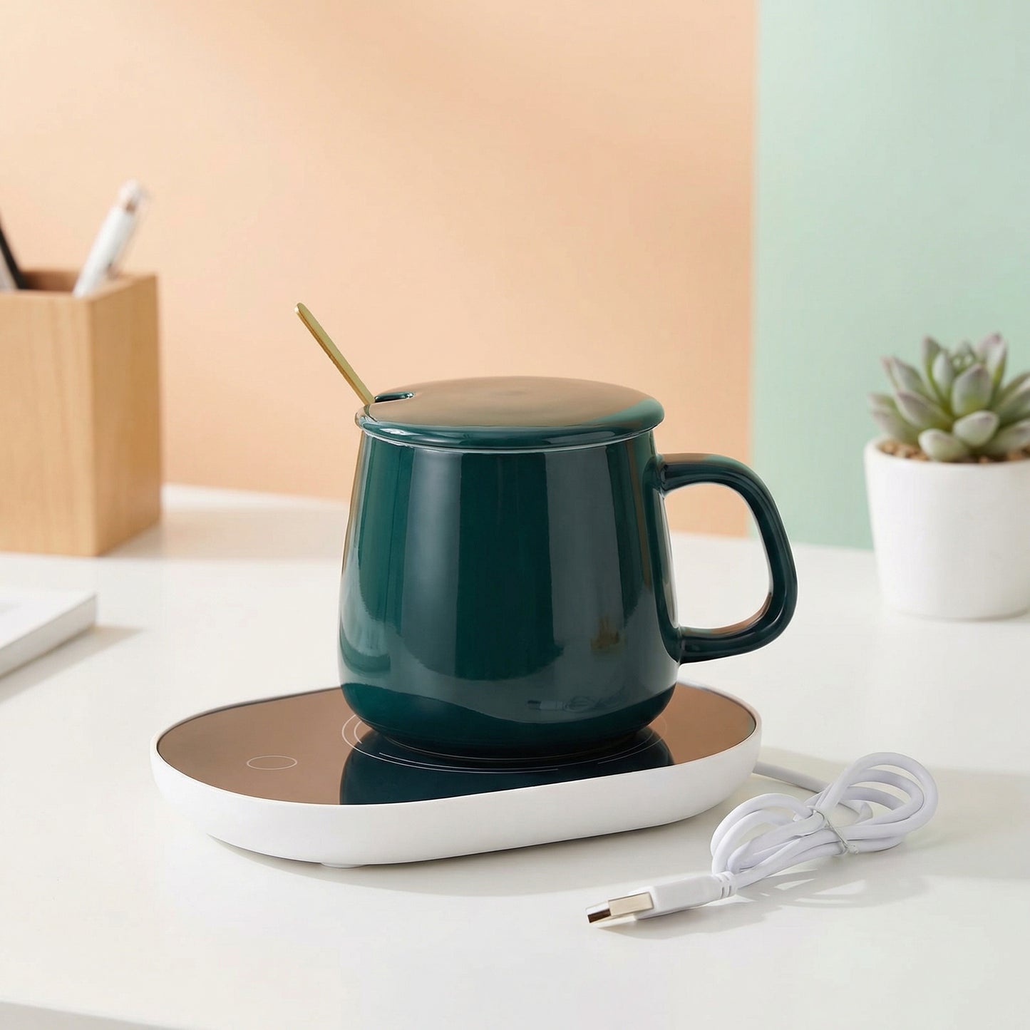 Taza con Calentador Eléctrico Elegante