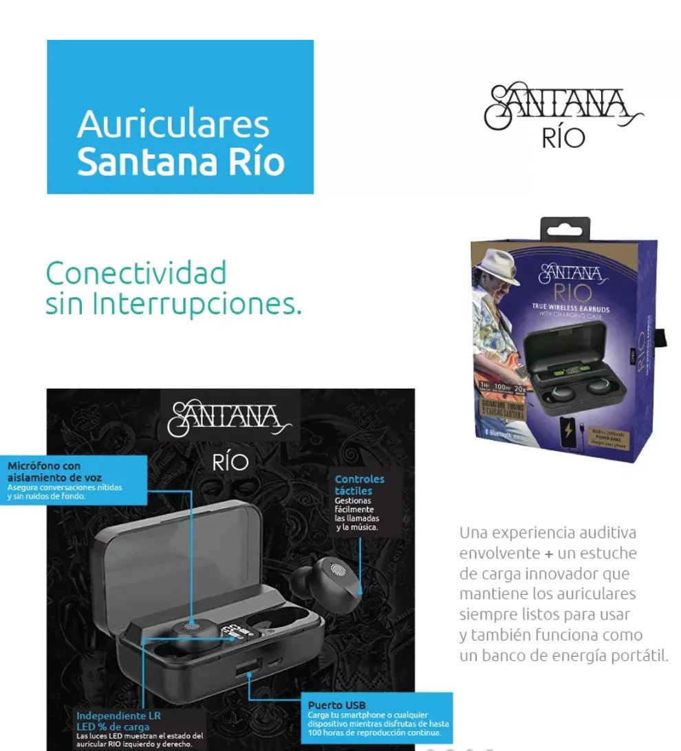 Pack Santana Rio Auriculares + Parlante Bluetooth 5.1