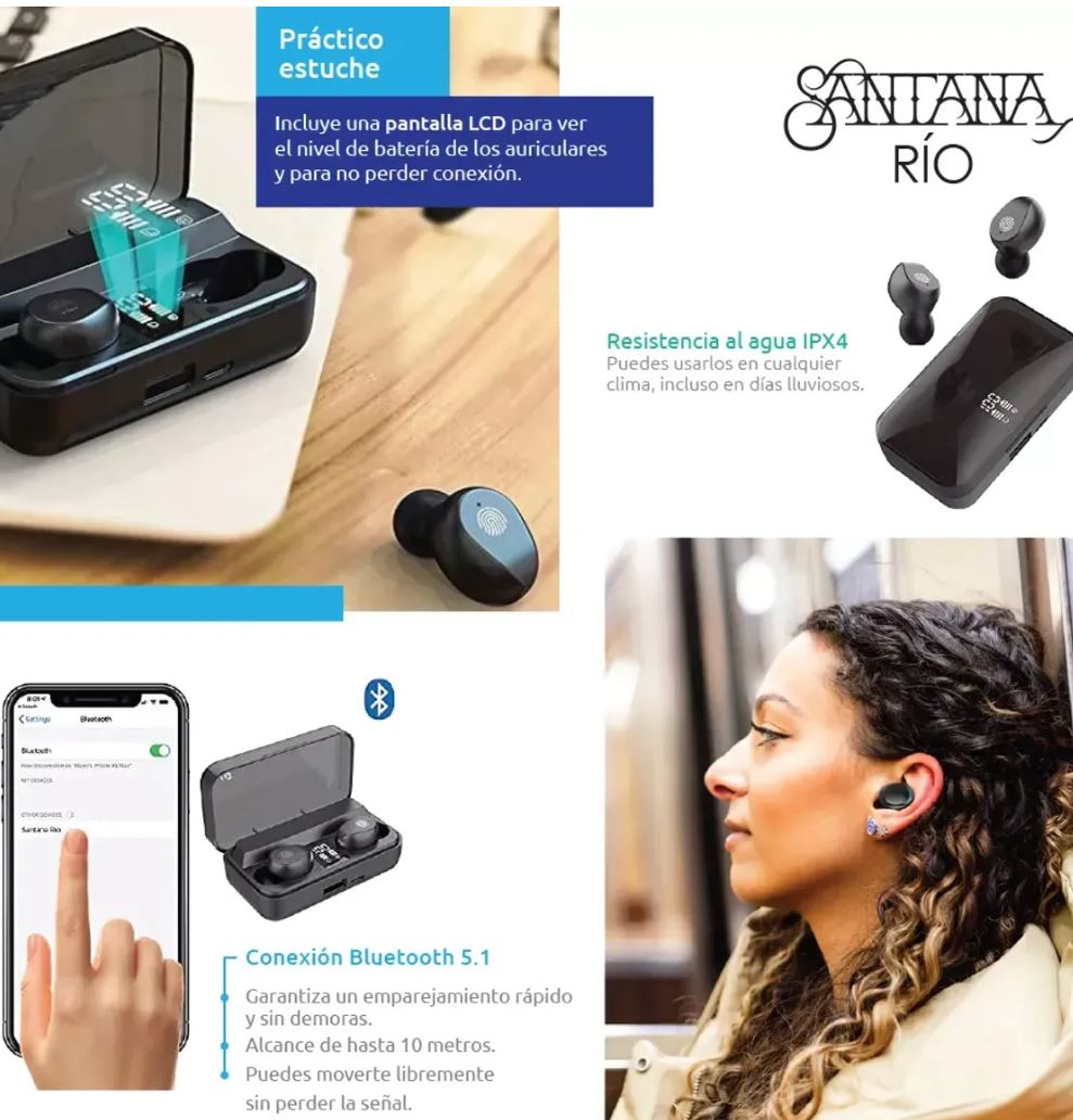 Santana Rio Auriculares Bluetooth 5.1