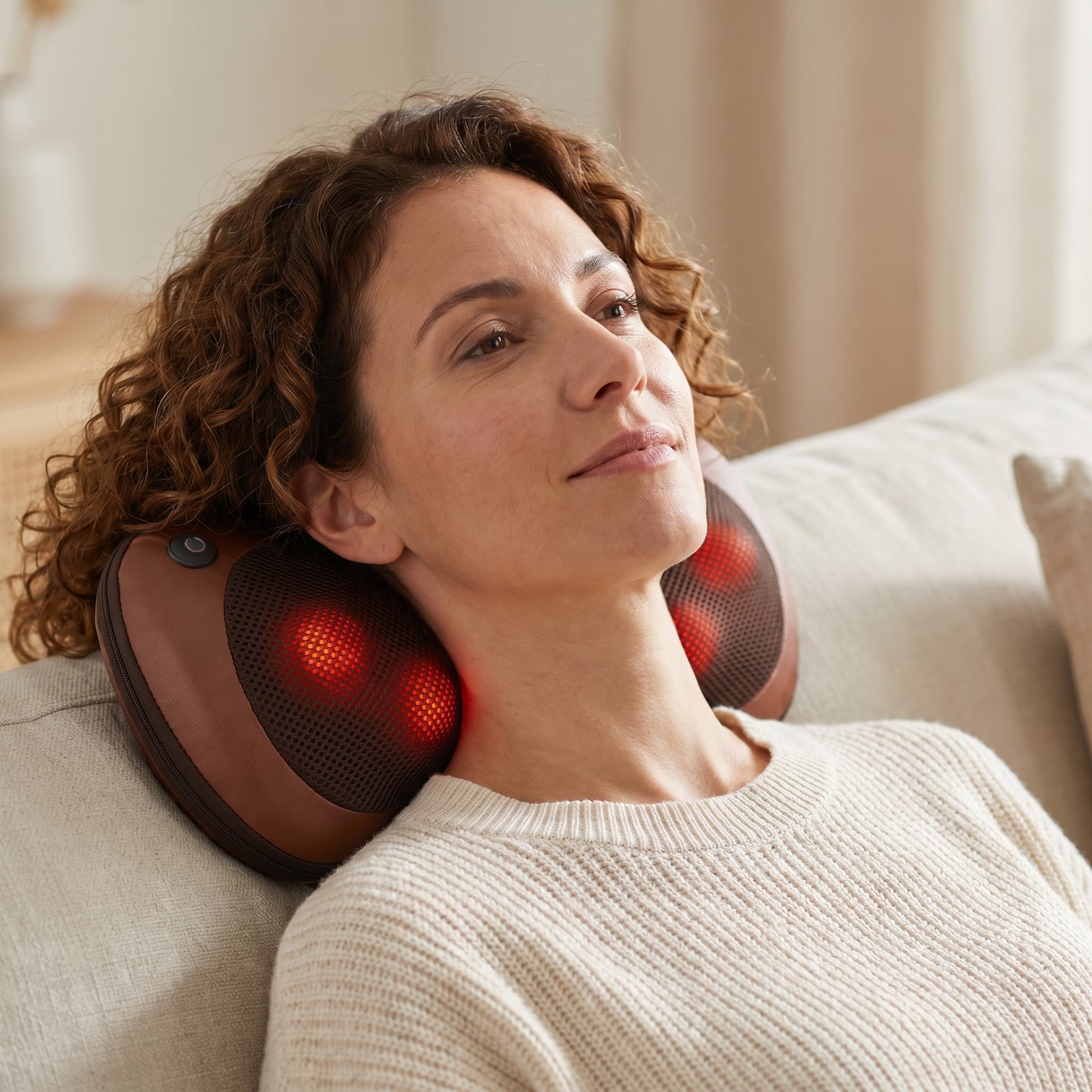 Masajeador de Almohada Doble Hélice Eléctrico Lumbar Cuello y Espalda