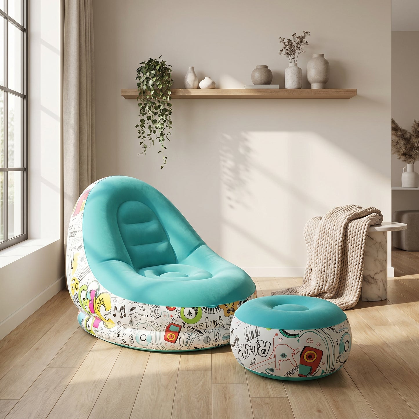 Sillón Inflable Ergonómico con Reposa Pies
