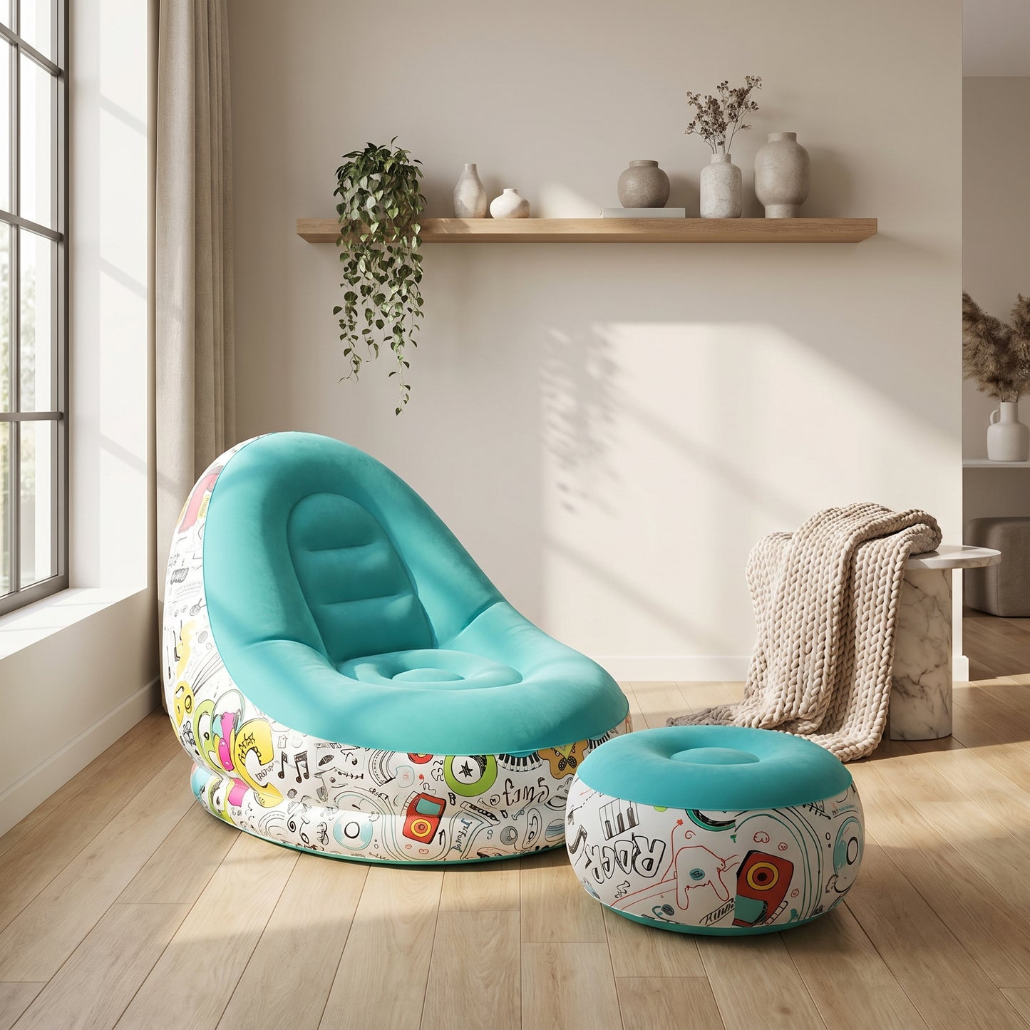 Sillón Inflable Ergonómico con Reposa Pies