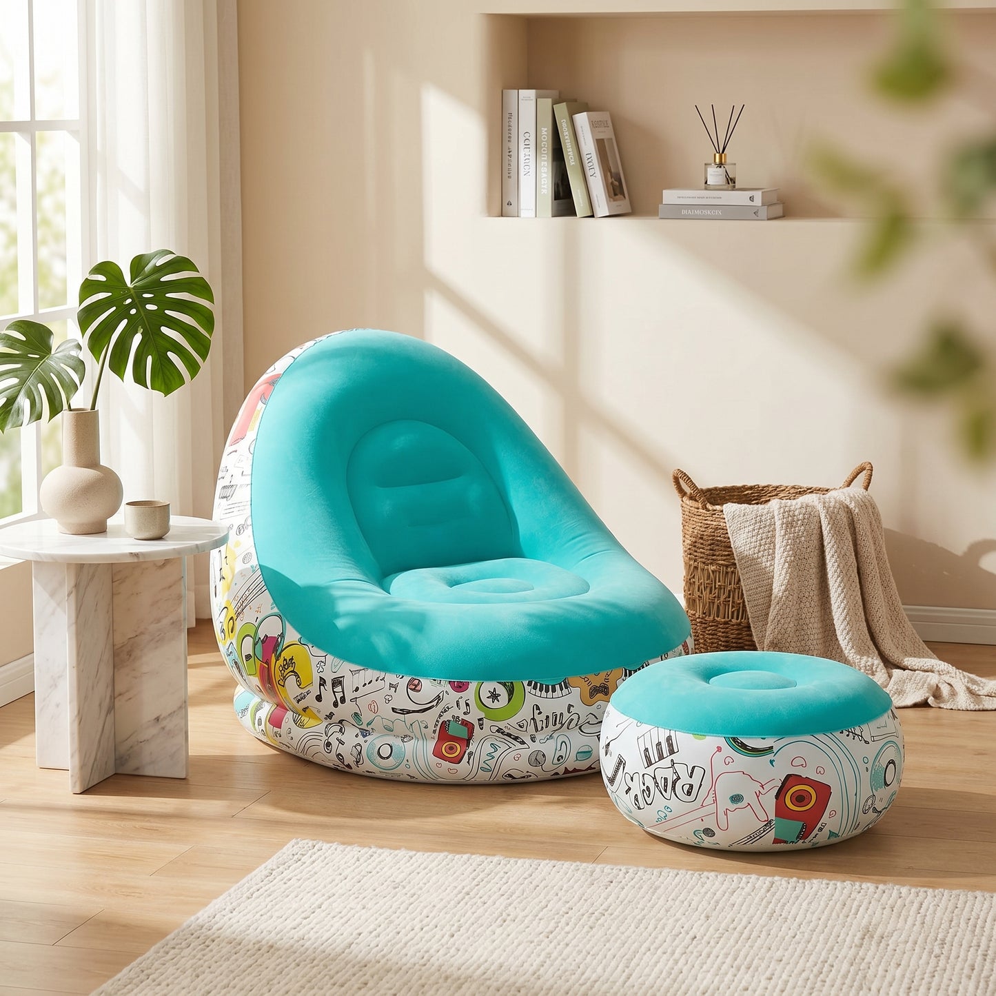 Sillón Inflable Ergonómico con Reposa Pies