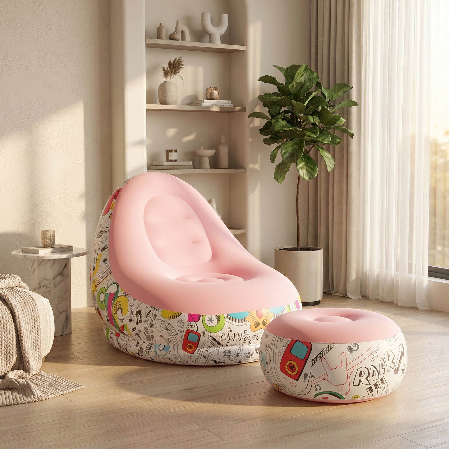 Sillón Inflable Ergonómico con Reposa Pies