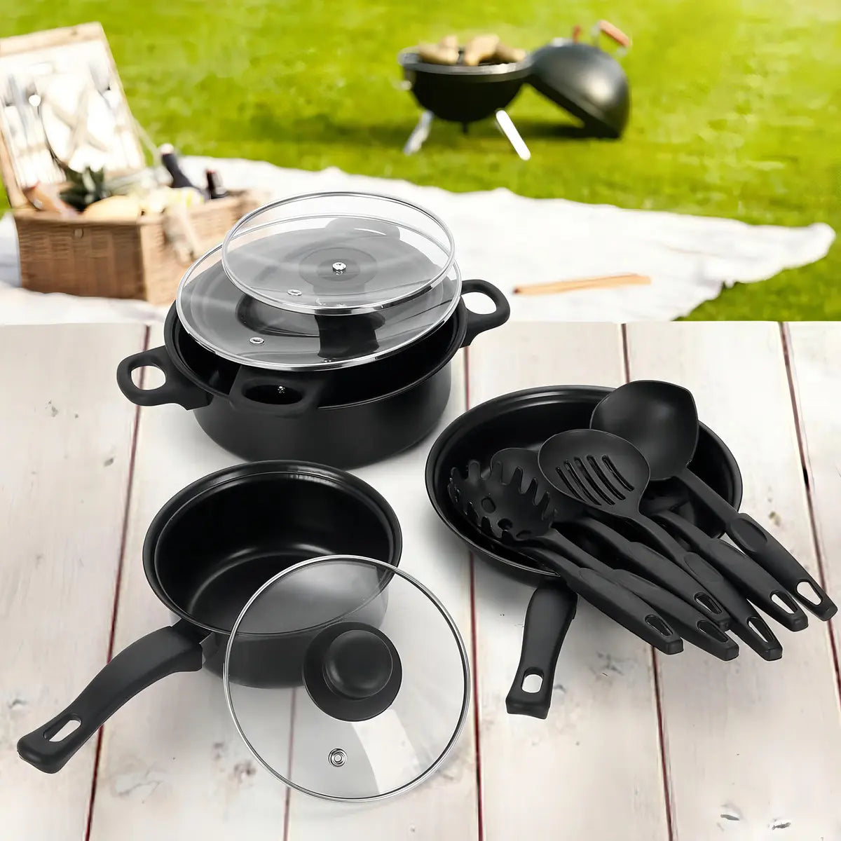 Set de Batería 13 Piezas Antiadherente Royal Mark Color Negro