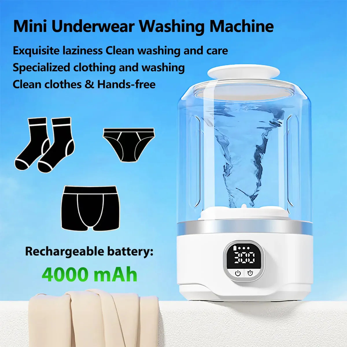 Mini Lavadora Portátil Recargable Automática