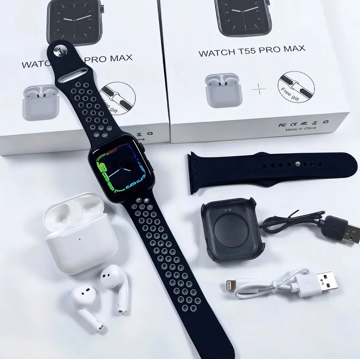 Pack 2X Watch T55 Pro Max + Audífonos