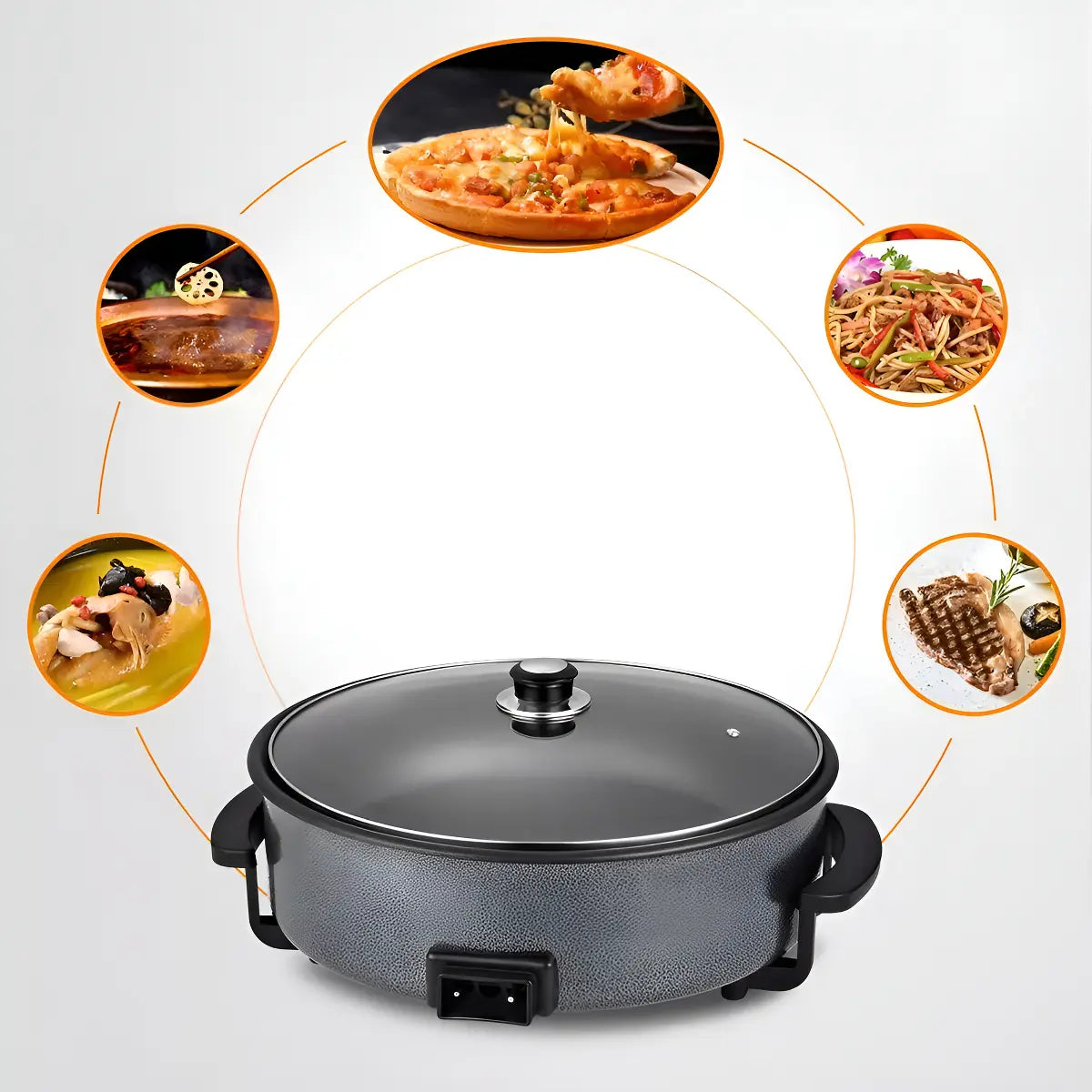 Sartén Eléctrico Multifuncional Pizza Pan Vidrio
