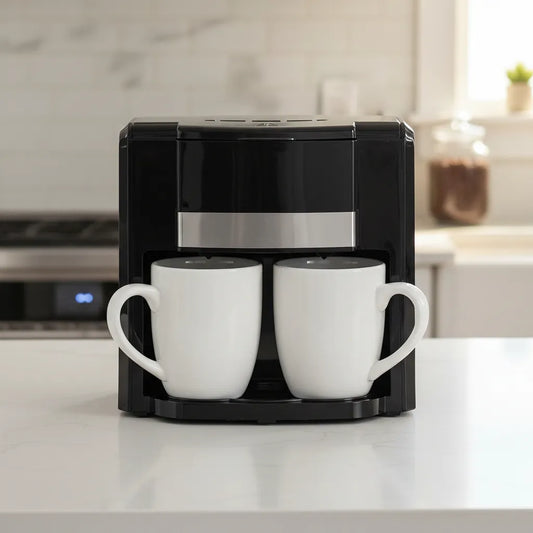 Cafetera Eléctrica Doble Taza Negra