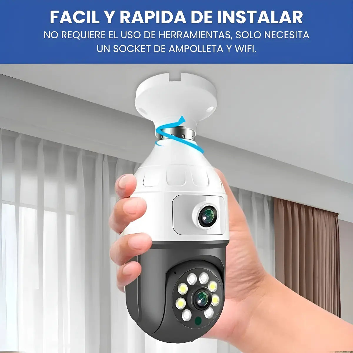 Camara Seguridad Wifi Doble Lente Vision Nocturna 2mp Blanco