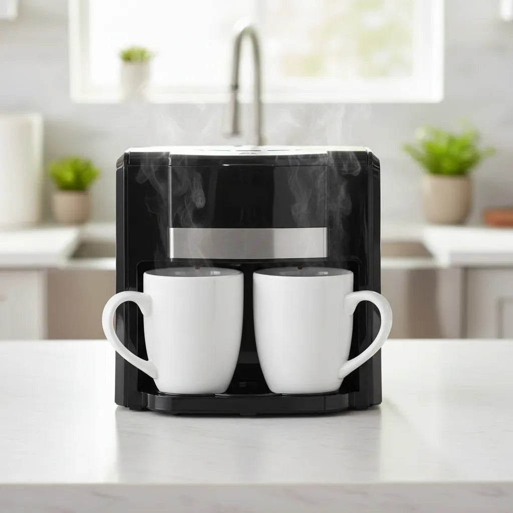 Cafetera Eléctrica Doble Taza Negra